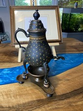 Antiker Kaffeekocher, Schokoladenkanne auf Stövchen, Sammlerstück, Vintage