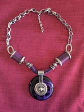 Elegante Stillvolle Kette  Silberfarben/Lila Anhänger Modeschmuck HSE/QVC ??