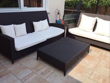 Sifas 3-tlg. Garten-Lounge-Set mit Kissen - Schwarz/Cremeweiß (41870)