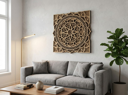 Mandala wanddeko holz - 3d,