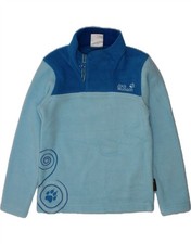 JACK WOLFSKIN Jungen Fleecepullover mit Knopfleiste 7-8 Jahre blau Colourblock AG07
