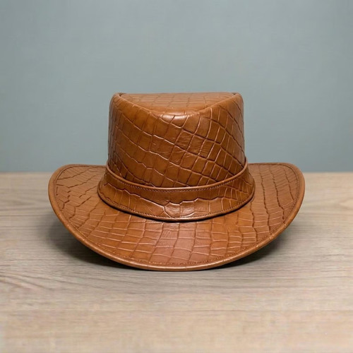 Brauner cowboyhut aus echtem - brauner,
