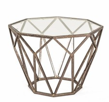 Haku Beistelltisch Couchtisch Metalltisch Glastisch in Antikbronze lackiert