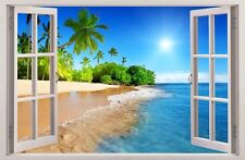 WANDAUFKLEBER FENSTER Palmen Strand Sonne Wand Dekor Aufkleber Wandtattoo 38