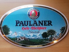 Emaile Brauereischild Paulaner Hefe Weißbier unbestoßen