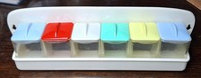 Gewürzregal, 6 Behälter, DDR "Preta 2353", Kunststoff mehrfarbig, 60er/70er, top