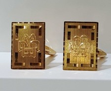 Handgravierte Manschettenknöpfe  18 kt  750er Gelbgold Schmuckkästchen inklusive