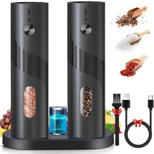 2 Profi Pfeffermühle USB Elektrische Salz und Pfeffermühle Aufladbar Gewürzmühle
