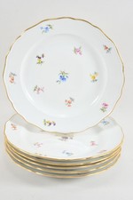 C25H01- 6x Meissen Porzellan Teller Streublümchen Goldrand 1. Wahl 