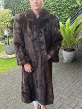 Nerz Pelz Damen Mantel Dunkel Braun Nerzmantel