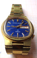 Ältere Quarts AU Metall verg. Werk RONDA 1377 defekt nicht geprüft f. T.  GB3