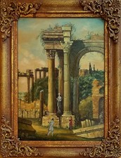 A. Pannini  "Wanderer in Vedute mit Ruinen", feines Ölgemälde