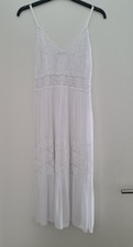 Damen Kleid Sommerkleid , weiß,  Lochstickerei, BOHO, Gr. S , im Rücken gesmokt
