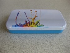 Box Blechdose mit Deckel Pillendose Tablettenbox 14 cm x 7,5 cm x 2,5 cm 