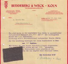 KÖLN, Brief 1941, Buddenberg & Weck Tuch-Grosshandlung Slipon