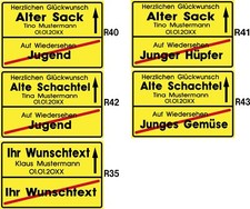 Schild Geburtstag - Ortsschild