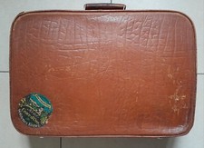 Alter Koffer LEDER Oldtimer Vintage Krokodilleder Prägung Deko,m. Hotelaufkleber