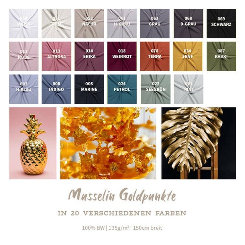 Musselin meterware punkte - meterware, gold