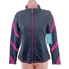 Chloe Noel Spiral Eiskunstlaufjacke, Gr. CXL/AXS, schwarz/fuchsia J36