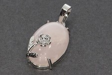  Rosenquarz Schmuck Cabochon Tropfen Anhänger Blume Motiv - HS971