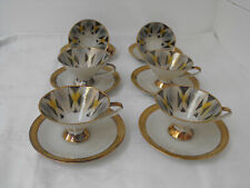 6 Kaffeetassen mit Untertassen 50/60er Jahre, gem. Schaller, Goldrand Vintage