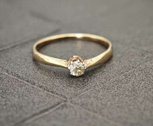 Art deco solitär diamant ring - art,