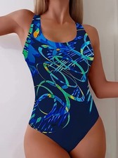 Dynamic Energy – Sportlicher Badeanzug mit Neon-Muster, L (40/42)