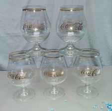 Coca Cola Gläser Cognac Glas 5er Set Goldrand 0,3 L Tulpe Retro Schwenker G 376
