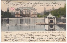 AK Dresden Palais mit Teich im