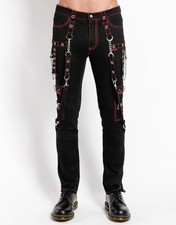Gothic Punk Hose Schwarz Rot