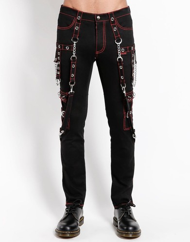 Gothic punk hose schwarz rot - gothic,