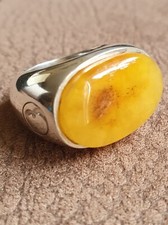 Ring Silber 925 Sterling modernes Design mit Bernstein. Gewicht 18,2g  RG 55-56.