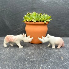 2 Nashorn Speckstein Figuren Skulptur Dekoration Deko Afrika