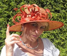 Damen Hut Beigegold Orange
