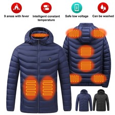 1x Mantel Mantel Heizjacke Beheizbare Warm 9-Zonen-Heiz Mantel Elektrische USB