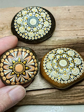 Schnäppchen! 3 Mandala-Steine, Weihnachtsgeschenk, Deko, handbemalt, Naturstein