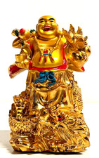Goldene Happy-Buddha Figur mit