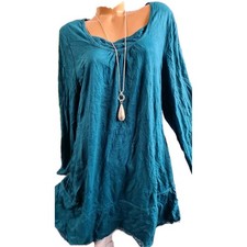 Sheego Kleid Jerseykleid Longbluse petrol Spitze Lagen-Look (528) Übergröße NEU