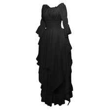 Mittelalter Kleid Damen Gothic Kleid Lang Schulterfrei Hexenkleid Hochzeitskleid