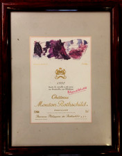 Weinetikett Chateau Mouton Rothschild 1989, Per Kirkeby, gerahmt unter Glas