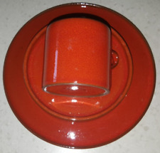 Vintage MELITTA Stockholm Ceracron rot Kaffeegedeck Gedeck 3 tlg Tasse UT Teller