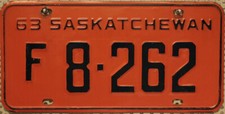 Saskatchewan Nummernschild Kanada 1963 Oldtimer - Kennzeichen Canada Schild # F8