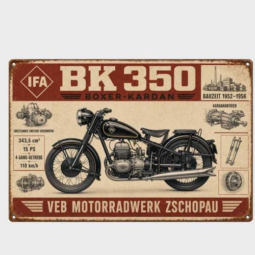 Blechschild ifa 350 boxer - 350,