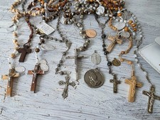 Konvolut alte Rosenkränze,Pilger Medaille ua Antik 