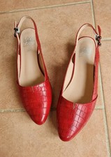 VIVA LOOP Damen Schuhe Sling Pumps rot Kroko Optik Blockabsatz Gr. 39