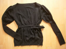 IDENTITA, Made in Itay, Wickelpulli mit Gürtel, schwarz,  Gr.34/36.