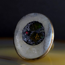 Ring Silber 925 Opal in Bergkristall weiß grün 19,5 mm - elegant  & ausgefallen