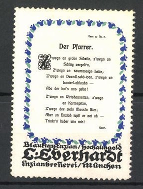 Reklamemarke blaukranz enzian - reklamemarke, blaukranz-enzian