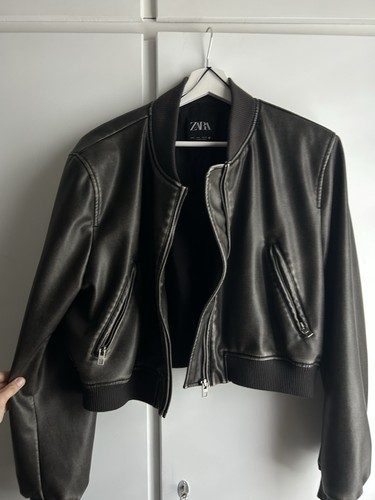 Zara kunstleder bomberjacke - kunstleder,