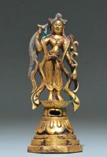 6" Old Chinese Bronze 24K Gold